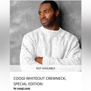 Coogi unisex white out crewneck NWT